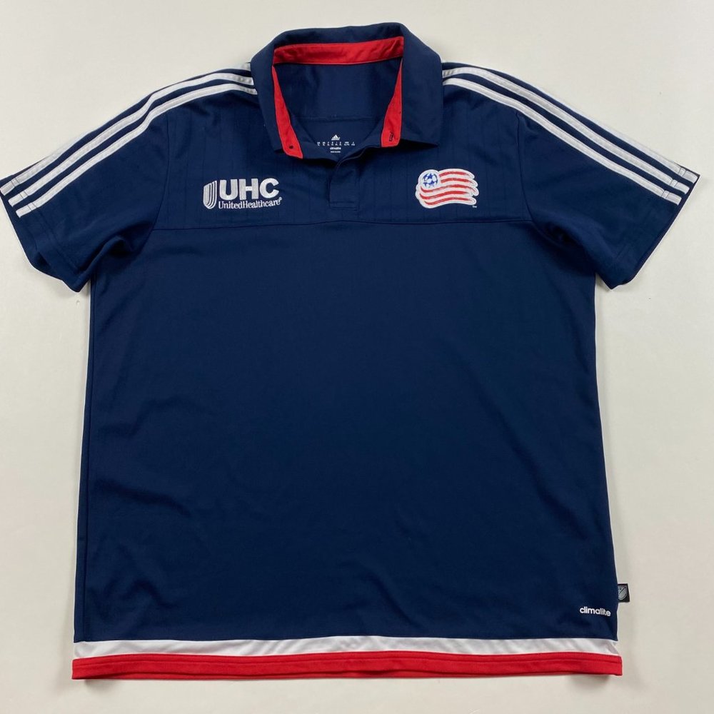 Adidas New England Revolution 2014 Polo Shirt Jersey Mens XL Blue MLS Soccer